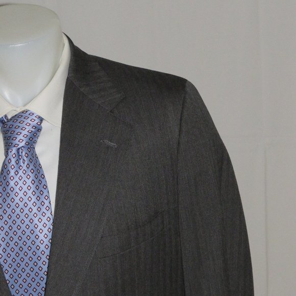 Brooks Brothers Made to Measure Gray Herringbone Two Button Suit 40R - Picture 1 of 15